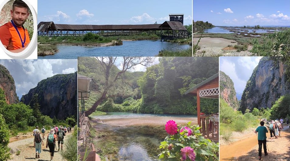 le guide local et des vues de canyons avec les randonneurs.